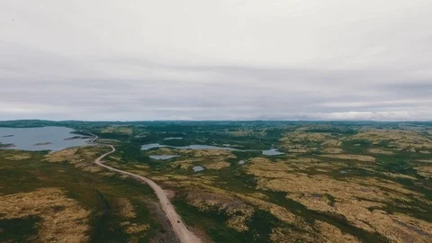 Aerial Drone Top View CAIRNS Kolskiy peninsula Stock Footage 104545544