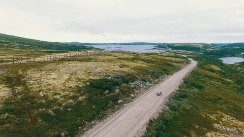 Aerial Drone Top View CAIRNS Kolskiy peninsula Stock Footage 104545650