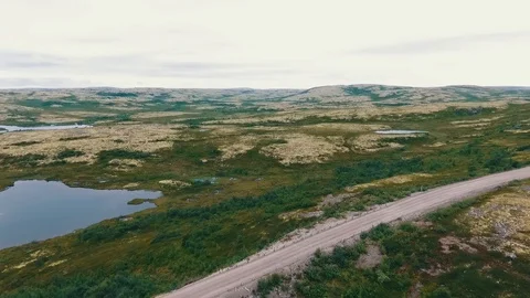 Aerial Drone Top View CAIRNS Kolskiy peninsula 스톡 동영상 104545665