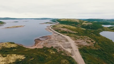 Aerial Drone Top View CAIRNS Kolskiy peninsula Stock Footage 104545671