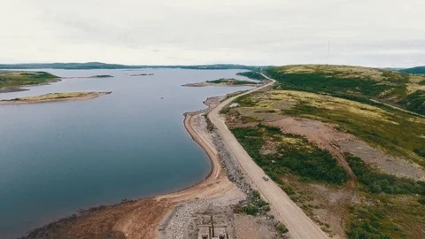Aerial Drone Top View CAIRNS Kolskiy peninsula 스톡 동영상 104545682