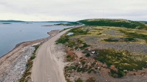 Aerial Drone Top View CAIRNS Kolskiy peninsula Stock Footage 104545689