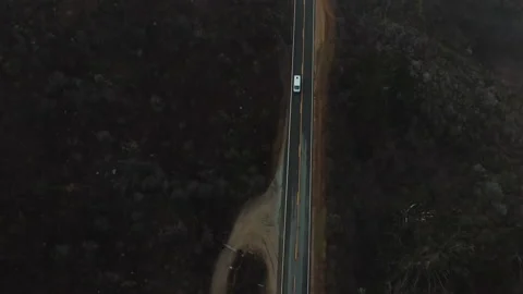 Aerial Drone top view flight over mountain road, Big Sur, California, USA Stock Footage 204771987