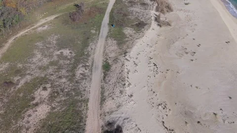 Aerial drone top view of sandy beach and turquoise sea Stock Footage 324529518
