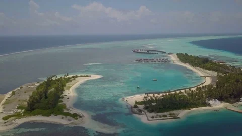 Aerial Drone Tracking Left to Right in the Maldives Stock-Footage 80941781