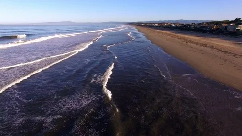 Aerial Drone Tracking Shot of Beach in Early Morning 2 Stock Footage 116513992