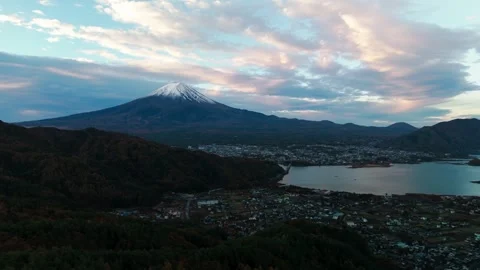 Aerial Drone Tracking Shot of Mount Fuji at Sunrise, Japan Stock Footage 333717118