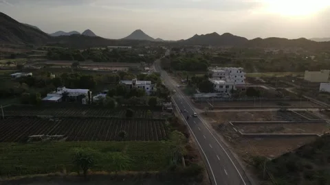 Aerial drone tracking shot of Pushkar Stock Footage 274867841