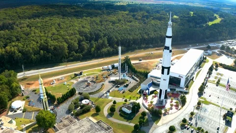 Aerial Drone: The U.S. Space &amp; Rocket Center, Alabama Stock Footage 119026636