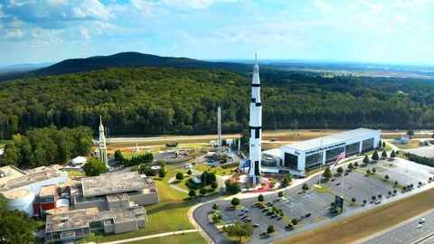 Aerial Drone: The U.S. Space &amp; Rocket Center, Alabama Stock Footage 119026660