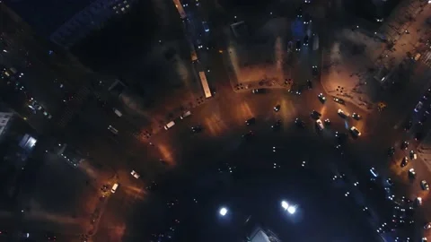 Aerial drone vertical view of Arc de Triomphe Triumphal Arch intersection Stock Footage 131221281