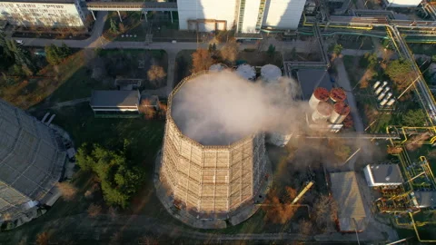 Aerial drone vertical view of thermal power plant in Chisinau, Moldova. View of Stock Footage 229757612