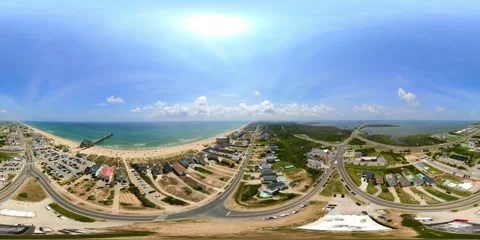 Aerial drone viddeo 360 VR Nags Head NC North Carolina Summer 2026 8k Vidéo 337421631