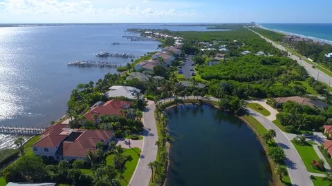 Aerial drone video central Florida Hutchinson Island 4k Stock Footage