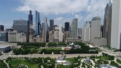 Aerial drone video of Chicago downtown skyline, Illinois, USA Stock Footage