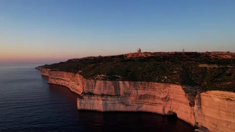 Aerial drone video of Dingli Cliffs, Malta golden hour Stock Footage 326808645