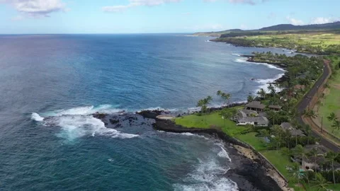 Aerial drone video of exploring the Hidden Beauty of Kauai: Koloa Stock Footage 303449893
