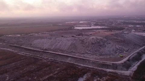 Aerial drone video of garbage dump near the Gatchina, ecology problem in Russia Stock Footage 224730240