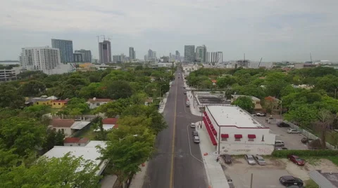 Aerial drone video Little Haiti Miami Stock Footage