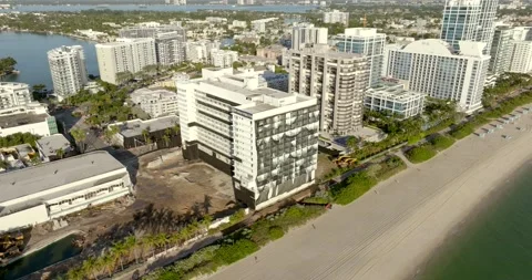 Aerial drone video live implosion collapse of the Deauville Beach Resort Miam Stock-Footage 221192574