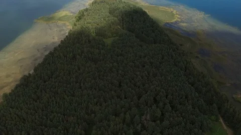 Aerial drone video over a natural shallow in the middle of the lake Stock Footage 117472012