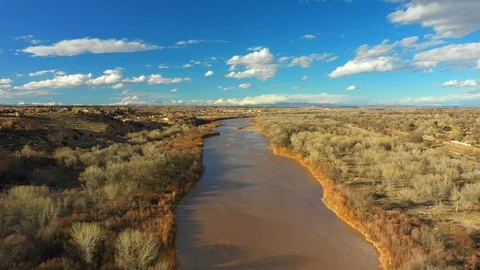 Aerial drone video Rio Grande River Stock Footage
