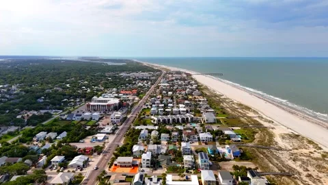 Aerial drone  video St Augustine Beach approaching Anastasia State Park 4k Vídeo Stock 337917207