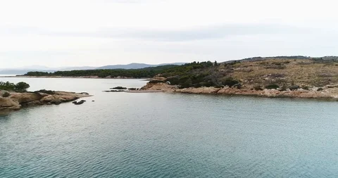 Aerial drone video of sunset over the Aegean sea and Greek islands with Video stock 101401212