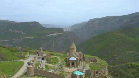 Aerial drone video of tatev monastery complex in armenia mountain canyon Stock-Footage 324500744