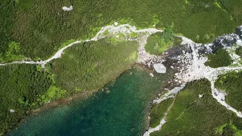 Aerial drone video of the Valley of Five Polish Ponds Stock-Footage 340859311