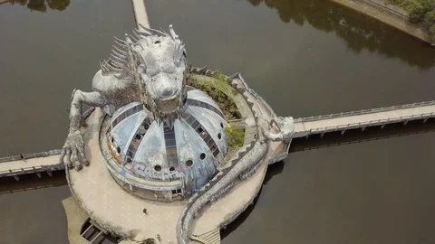 Aerial drone view of the abandoned water park in Hue, Vietnam Vidéo 106965924