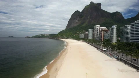 Aerial drone view Above Praia da Gavea in Sao Conrado, Rio de Janeiro, Brazil Stock Footage 231908694