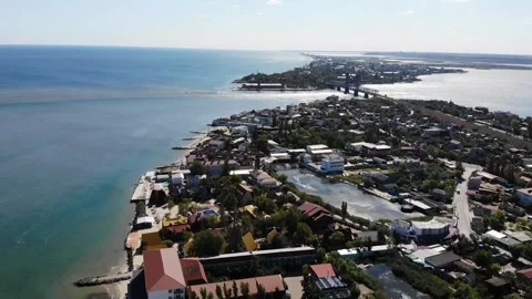 Aerial drone view from above of sandy beach and Black sea Video stock 282196080