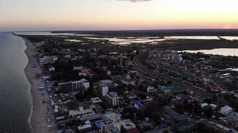 Aerial drone view from above of sandy beach and Black sea Video stock 282196121