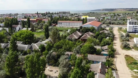 Aerial drone view from above of sandy beach and Black sea Video stock 282196732