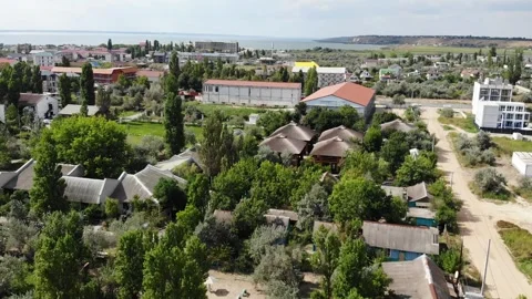 Aerial drone view from above of sandy beach and Black sea Video stock 282196744