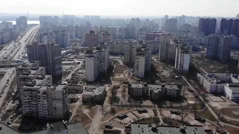 Aerial drone view from above view of Ukrainian houses Stock Footage 282211378