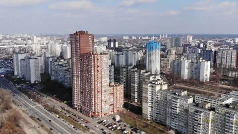 Aerial drone view from above view of Ukrainian houses Stock Footage 282211490