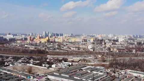 Aerial drone view from above view of Ukrainian houses Stock Footage 282211495