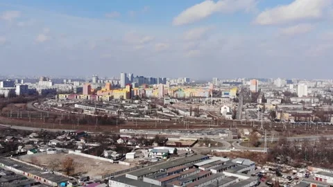 Aerial drone view from above view of Ukrainian houses Stock Footage 282211503