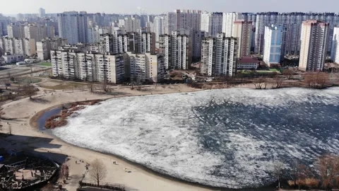 Aerial drone view from above view of Ukrainian houses Video stock 282211562
