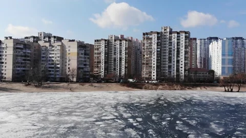 Aerial drone view from above view of Ukrainian houses Video stock 282211796