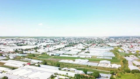 Aerial Drone View Of Agricultural Vegetables Fields Plantation And Greenhouses Stock Footage