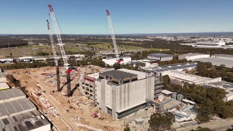 Aerial drone view of AirTrunk Data Centre at Huntingwood, Western Sydney, NSW Vídeo Stock 344779546