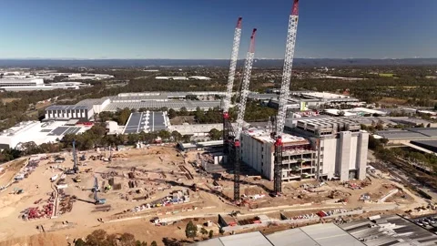 Aerial drone view of AirTrunk Data Centre at Huntingwood, Western Sydney, NSW Vídeo Stock 344779755