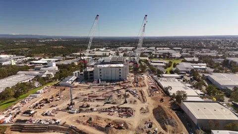 Aerial drone view of AirTrunk Data Centre at Huntingwood, Western Sydney, NSW Vídeo Stock 344779826
