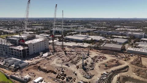 Aerial drone view of AirTrunk Data Centre at Huntingwood, Western Sydney, NSW Vídeo Stock 344779827