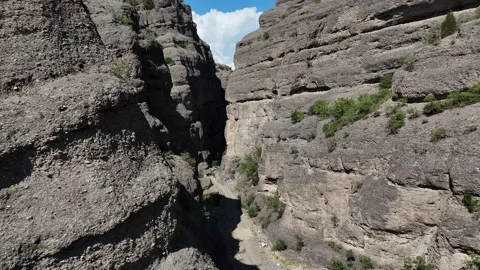 Aerial Drone View of an Ancient Canyon and Historic Rock Formations Stock Footage 340106820