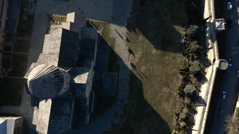 Aerial Drone View of an Ancient Cathedral. Architectural Details from Above Stock Footage 299940911