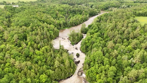 Aerial Drone View Approaching Chutes Plaisance Waterfall, Plaisance Park Stockbeeldmateriaal 337417907